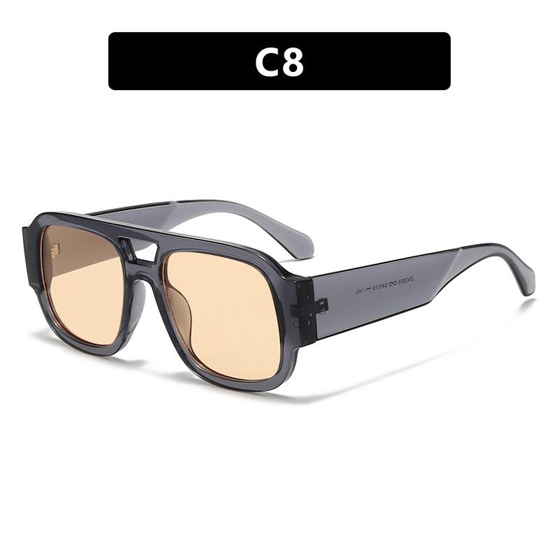 Trendy Pilot Double Bridge Square Frame Women Sunglasses Brand Designer Cool Men Sunglass Driving Hiking Eyewear Uv400