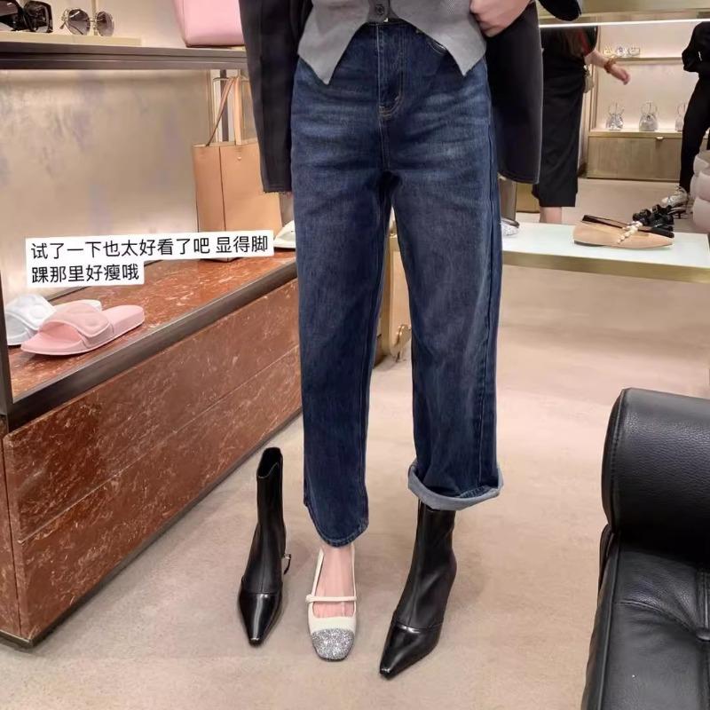 Cowhide Version~ Retro Leather Pointed Side Zipper Thin High Heel Short Boots Women's Elastic Thin Boots