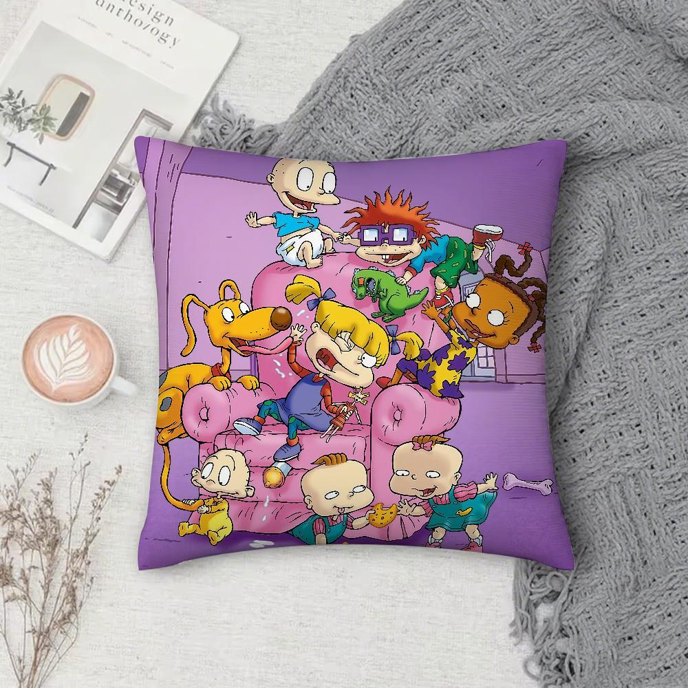 Cartoon R-Rugrats Pillow Case Square Double-Sided Printing Sofa Cushion Cover Pillowcase Bedroom Bedside