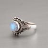 Massiver Mondstein-Ring aus rundem Edelstein aus 925er-Sterlingsilber, handgefertigter Designer-Ring, böhmischer Ring, Weihnachtsgeschenkschmuck