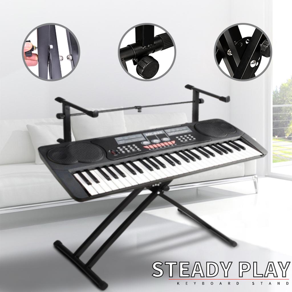 2-Tiers X Style Dual Keyboard Stand Adjustable Electronic Music Piano ...