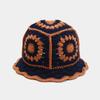 Korean Retro Stripe Handmade Crochet Bucket Hats Autumn and Winter Y2k  Fisherman's Cap Women Tassel Colored Wool Hats