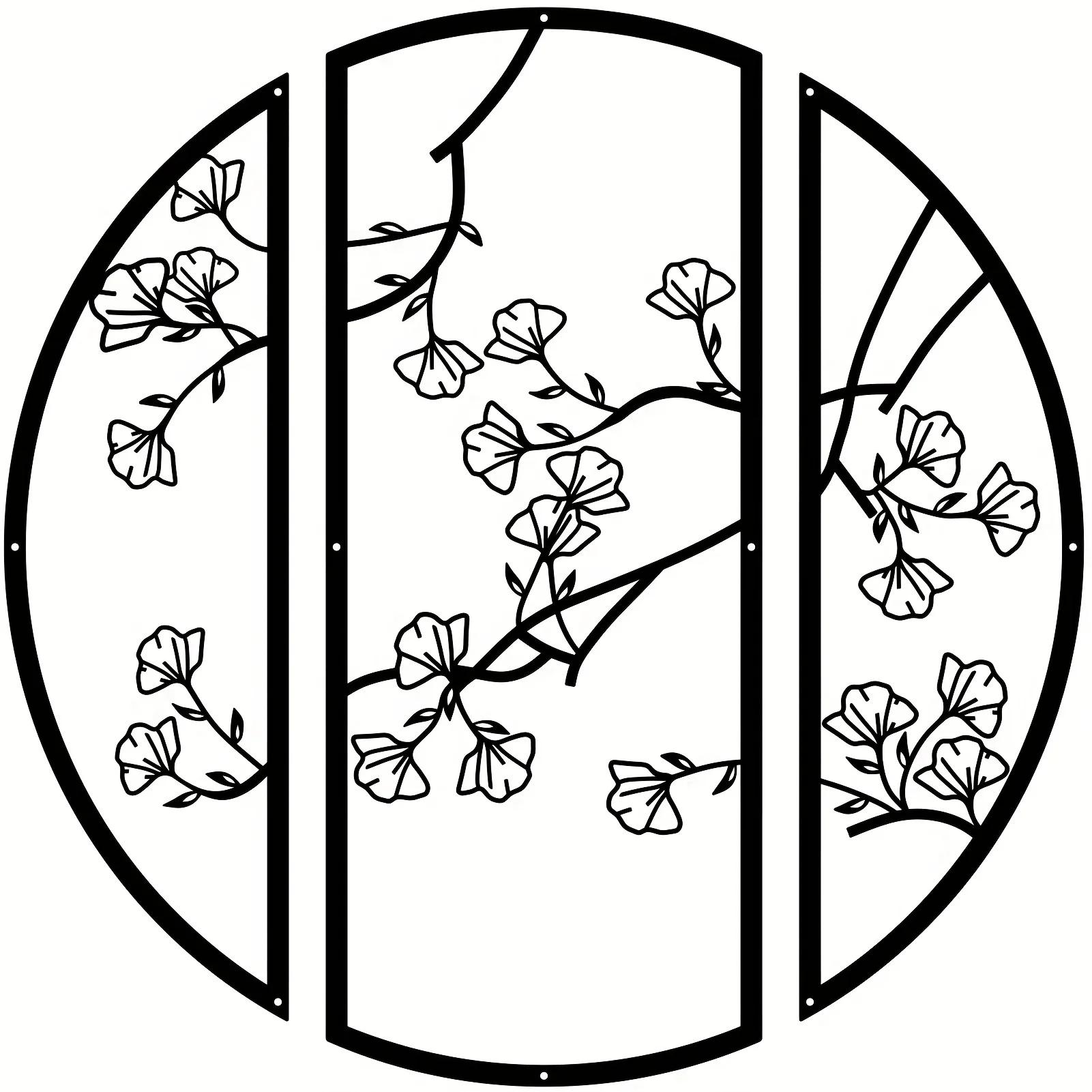 

Набор из 3 предметов для настенного искусства Ginkgo Metal - черные простые линейные круглые скульптуры | Элегантный настенный декор для спальни и кухни светло-серый