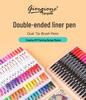 Giorgione Double-Ended Water-Based Fineliner Brush Pens: 24 & 80 Washable Colors