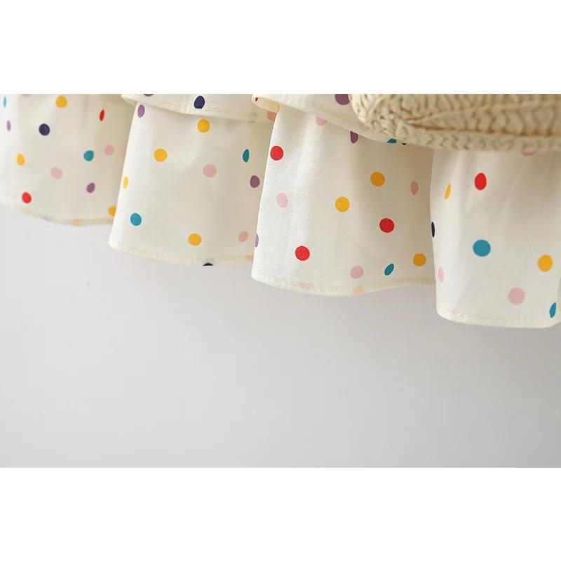 Dress Baby Girl Heart Shaped Button Colorful Polka Dot Bow Dress Send Bag