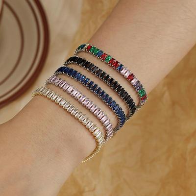 Bracciale Tennis Trendy Bianco con Zirconi Cubici K: Gioielli di Moda Super Brillanti, Inalterabili, Versatili