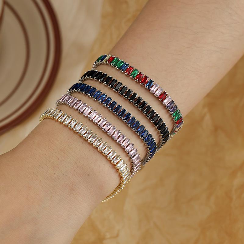 Hot Selling Multicolor Zircon Tennis Bracelet - Single Row 2.5*5mm, Niche Design