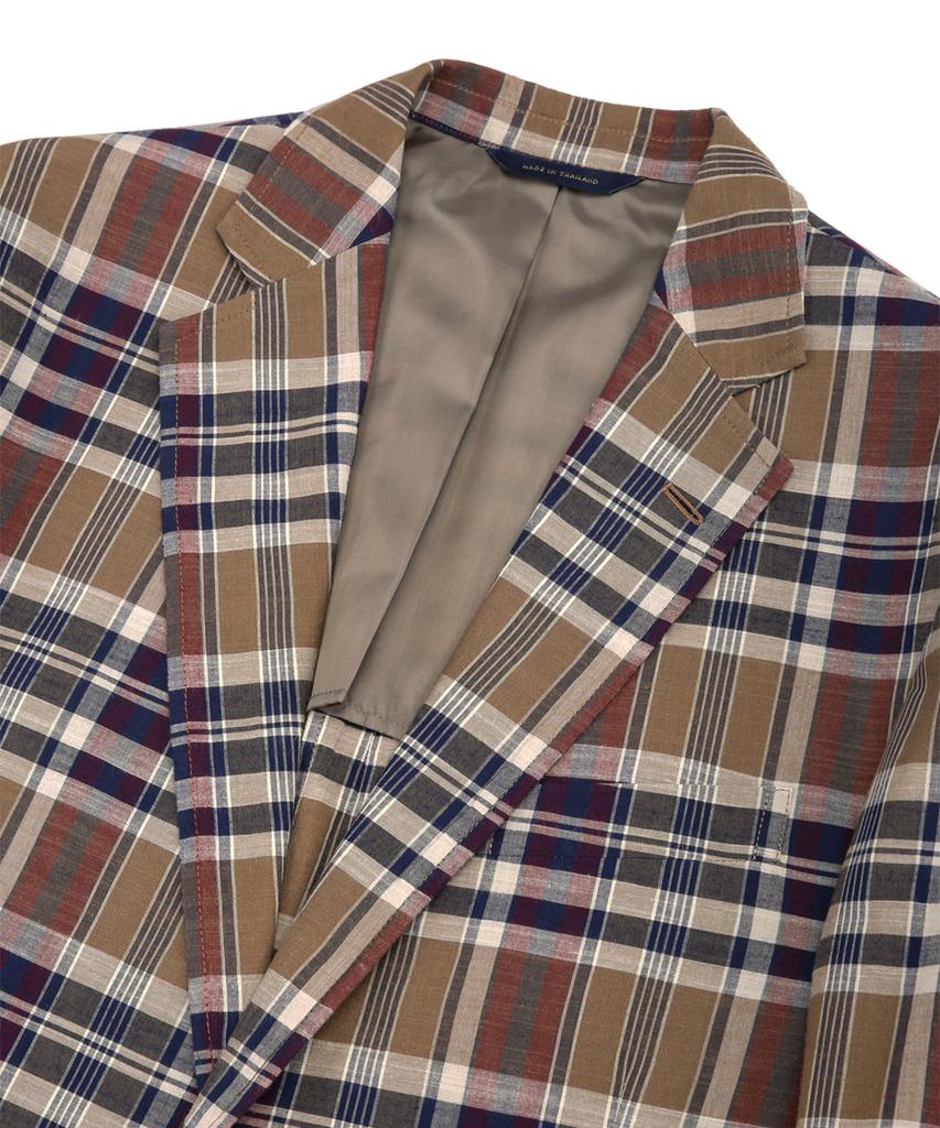 Brooks Brothers Classic Fit Cotton Madras 2-Button Jacket (Brown) (Bbjsmf84624Es)