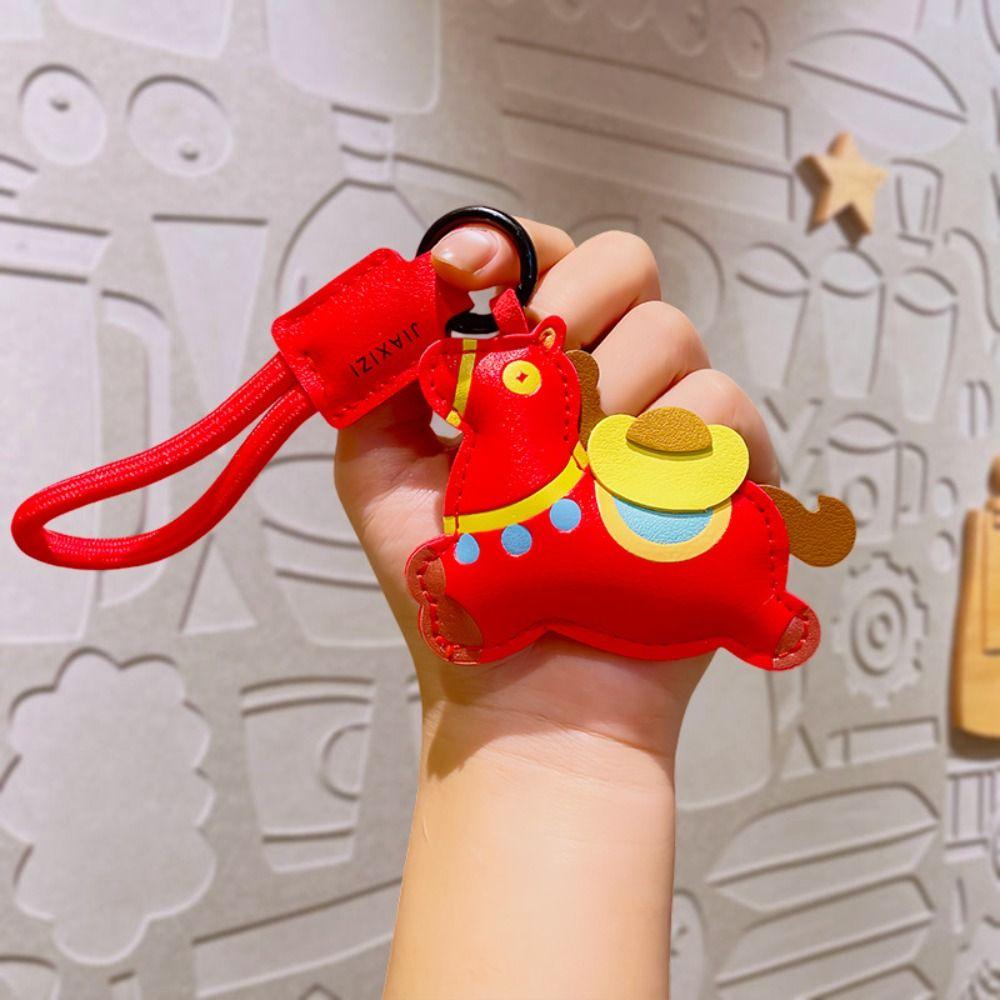 Leather Zodiac Pony Bag Pendant Cartoon Chinese New Year Gift Unique Horse Keychain  Birthday Gift