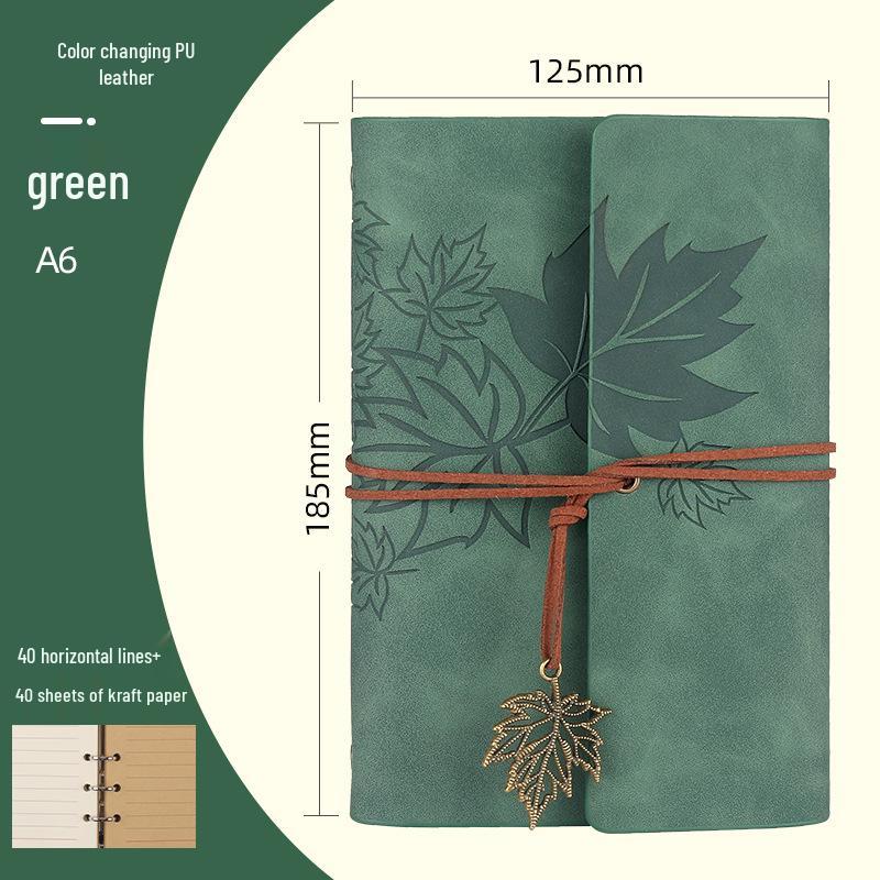Maple Leaf Retro Loose-Leaf Notebook with Customizable Logo and Skin-Feel Cover