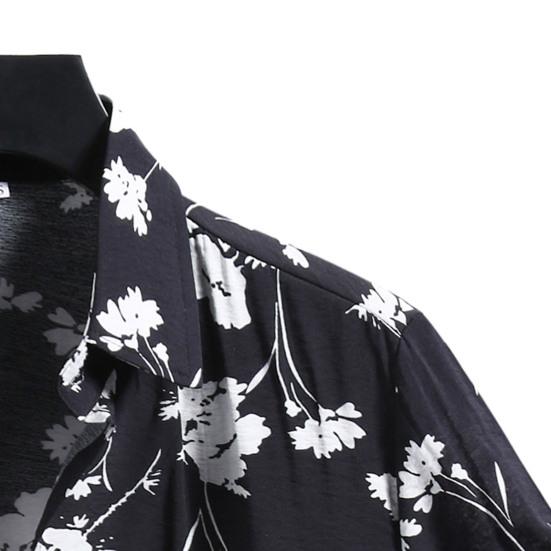 Men Shirt Contrast Color Soft Turn-down Collar Short Sleeve Summer Top for Vacation