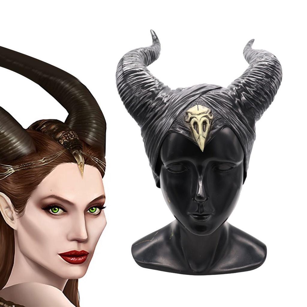 Urocza maska nakrycie głowy z rogami Maleficent 2 z 2019 roku idealna na Halloween i cosplay