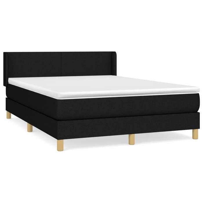 3130115 vidaXL Divan Bed with Mattress Black 140x200 Cm Fabric