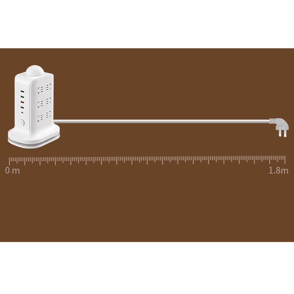 Wireless Charging Power Strip with USB, Multi-Hole Socket, Fast Charging Night Light Surge Protector for Home, & Travel