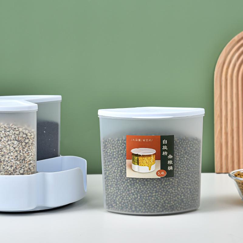 Rotating Compartments for Coarse Grains Rice Bucket, Moisture-proof and Insect-proof Grain Storage Tank, Kitchen Storage Tank for Coarse Grains