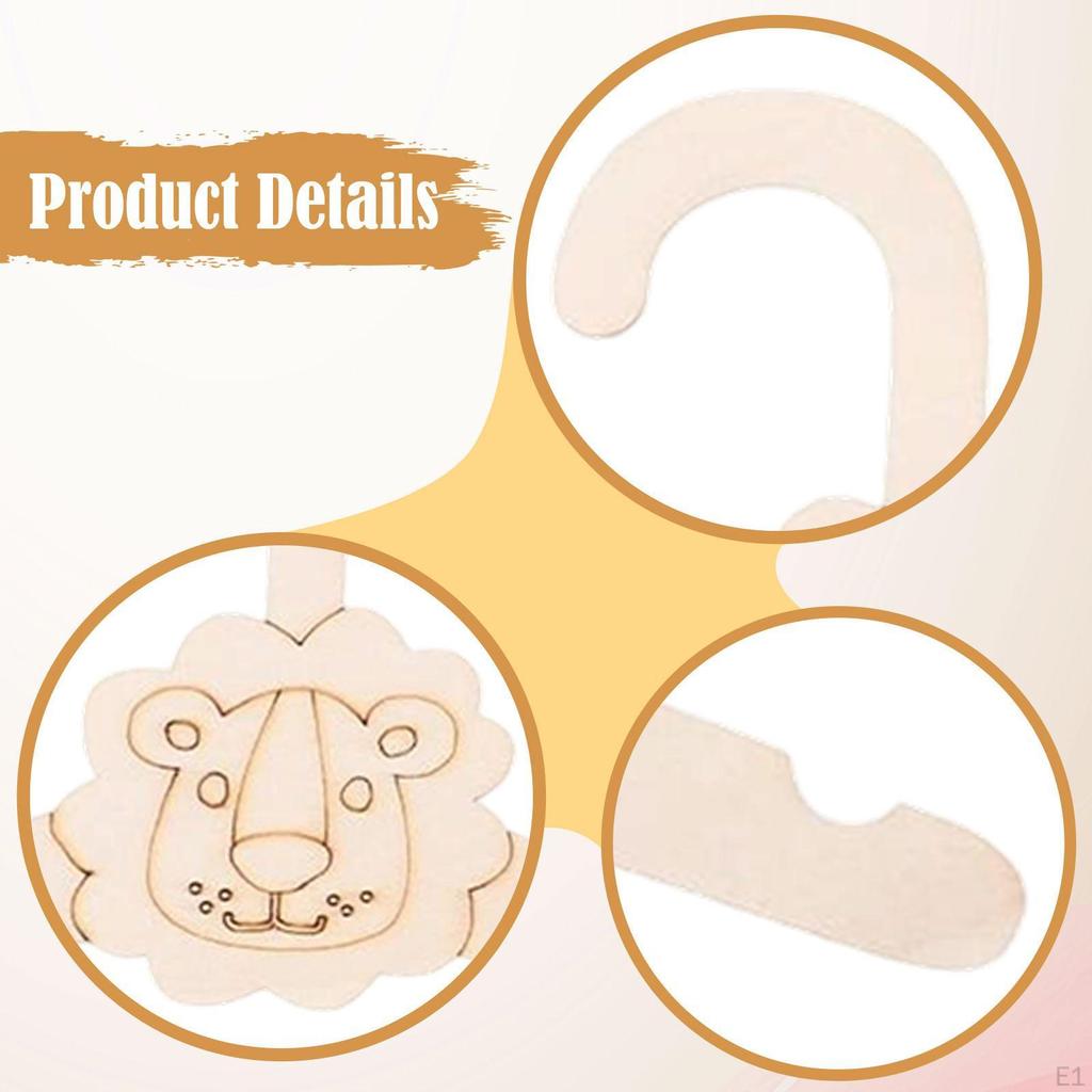 5 Pieces Wooden Hangers Clothes Hanger Children’s Cartoon Non Slip Infant Nursery Closet