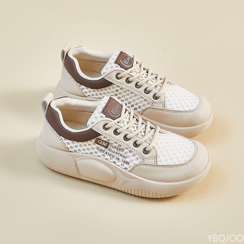 Fashion Summer Women's Shoes New White Shoes Simple Comfortable for Female Students Mesh Breathable Height Increasing Casual Board Shoes