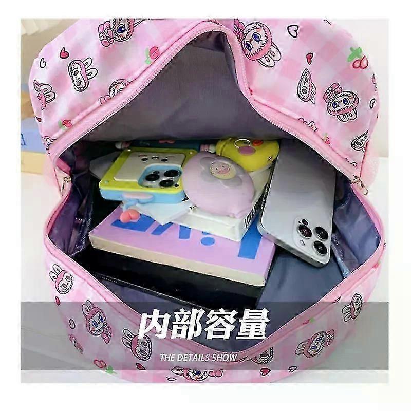 Labubu Backpack Kindergarten Cartoon Shoulder Bag Students Boys Girls Cute Commute Knapsack Travel Anime Polyester Backpack Gift