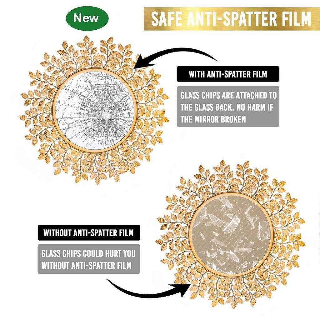 Rust Proof & Weather Proof Wall Mirror - Ideal Mirror for Living Room, Bathroom, Bedroom, Foyer | Entryway, Wash Basin Area - Gold  22 Inches 1 Piece