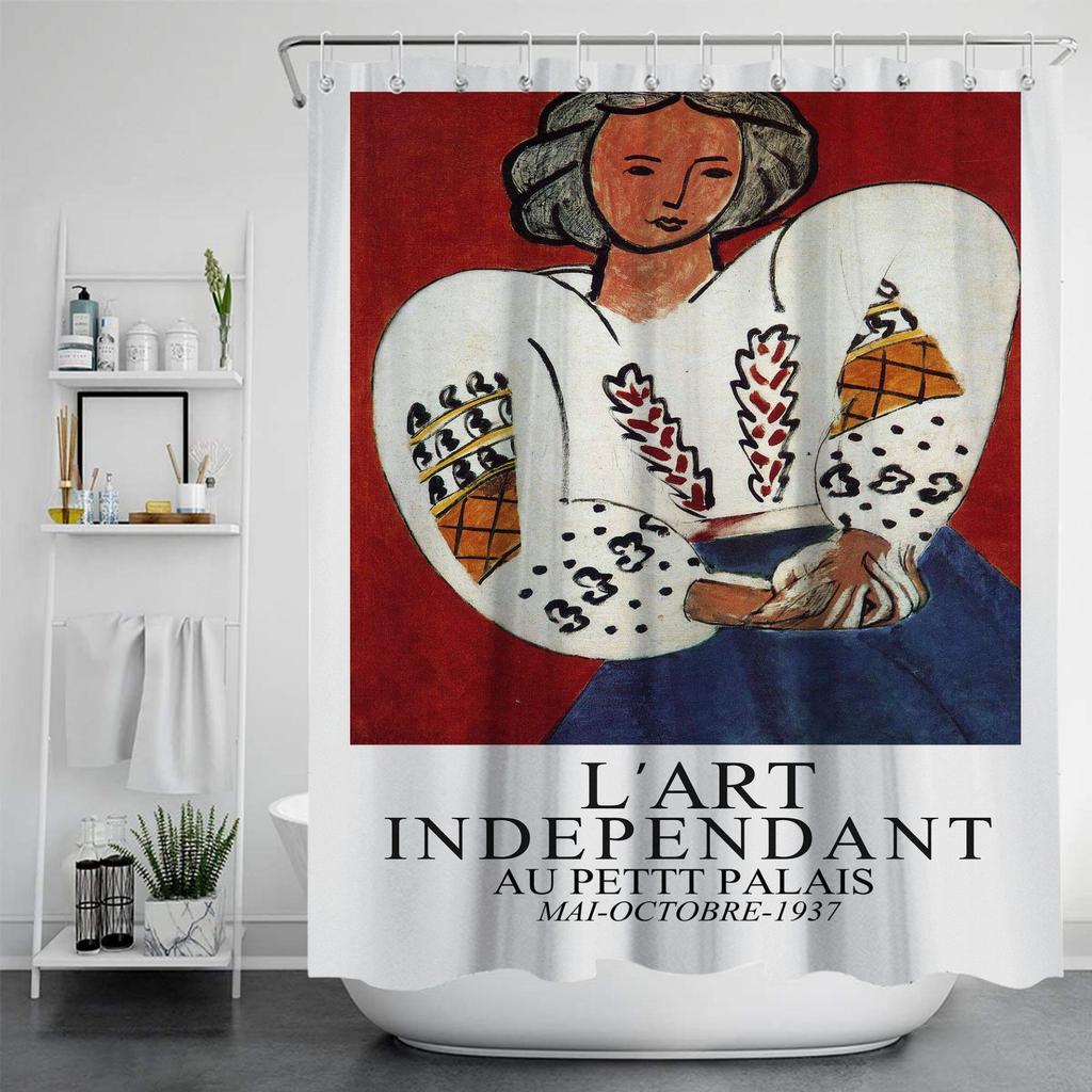 Famous Painting Waterproof And Mildew Proof Shower Curtainnordic Style Shower Curtain Set Hook Home Decoration Bathroom Curtains