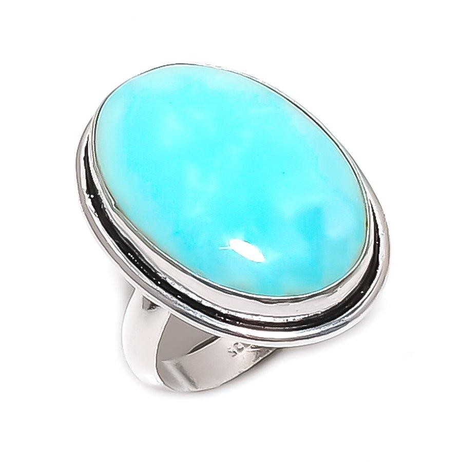 

Amazonite Gemstone Handmade 925 Sterling Silver Jewelry Ring Size 9 S6L75