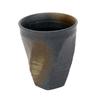 Castle Enterprise Mino Ware Japanese Cafe Series Arakezuri Twist [Free Cup] Black Ink Blown Ink, Set of 10
