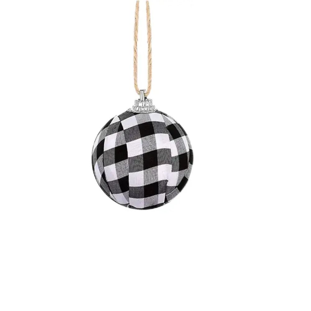 6pcs/bag Vintage Plaid Fabric Ball Hanging Christmas Tree Decorations  Holiday Party