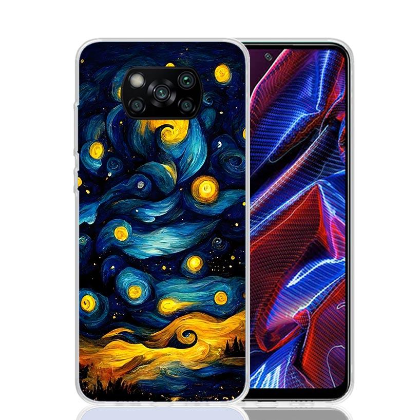 Starry Night Van Gogh Art Phone Case For Xiaomi Poco X7 X6 X5 Pro F7 Ultra Redmi 15C 15 13 13C 12 12C 10 10A 10C 9 9A 9C 9T Cove