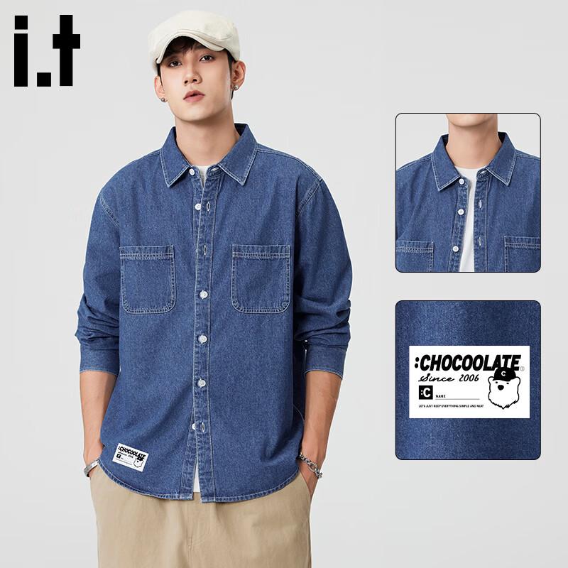 CHOCOOLATE Men s Trendy Denim Shirt Jacket 3XL