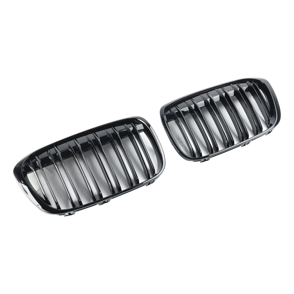 2 PEÇAS Preto Brilhante Grelha Dianteira Rim Grelha Ajuste BMW X1 F48 F49 2016-2019