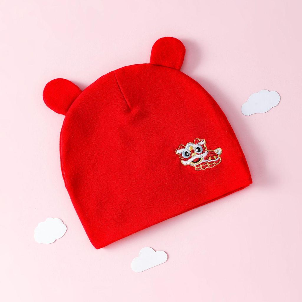 Newborn Red Spring & Autumn Pullover Hat - Festive Thin Style