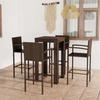 VidaXL 5-Piece Garden Bar Set with Armrests Patio Bistro Table and Stools Outdoor 3064807