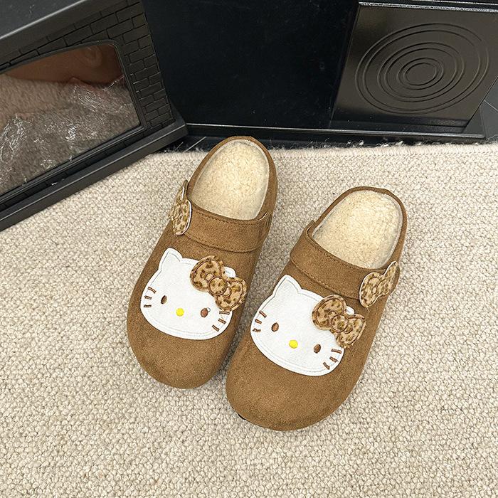 Versatile Baotou Casual Slippers Women's Autumn and Winter Cute Cartoon Outer Wear Casual Lotus Leaf Edge One Pedal Baotou Slippers