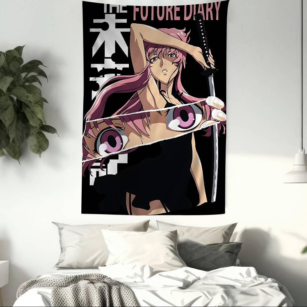 Anime Figure Mirai Nikki The Future Diary Anime Tapestry Hippie Flower Wall Carpets Dorm Decor Cheap Hippie Wall Hanging
