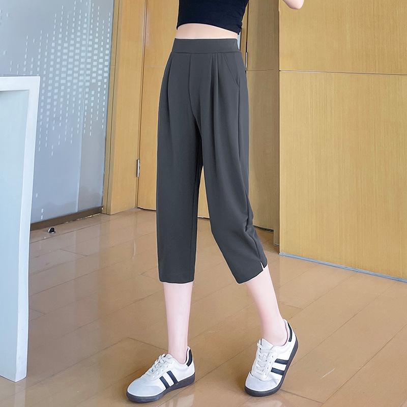 

Ice Silk Women s Loose Harem Pants - Summer 2025 Casual Nine-Point Cigarette Style XL