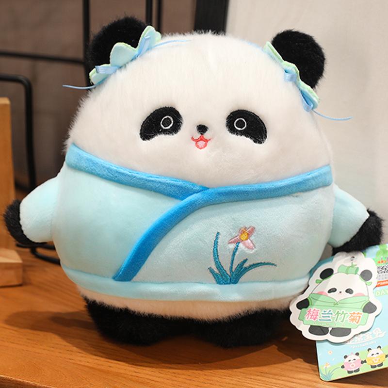 Cute National Trend Plum Orchid Bamboo Chrysanthemum Panda Doll Chinese Style Giant Panda Doll Plush Toy Little Panda Pendant