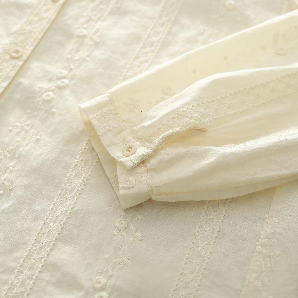 Women's 3D Embroidered Lace Shirt - Spring/Autumn 2026 Collection