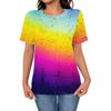 Women's T-shirt Multi-color Splicing 3D Printed Clothing Summer Round Neck Fashionable Short Sleeved Elegant Casual Top