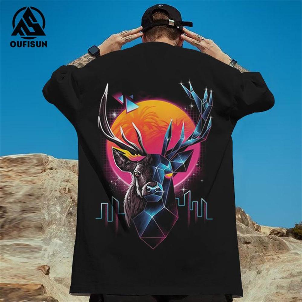 

Новинка 2024 года, мужская футболка, топы в стиле хип-хоп, уличная мужская трендовая блузка с животным принтом, летняя модная футболка с короткими рукавами, одежда S