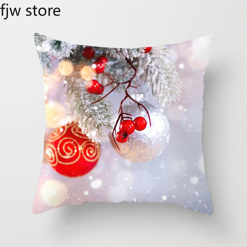 

Рождественская декоративная наволочка с шариком, подарочный кулон, напечатанный чехол для диванной подушки, новогоднее украшение для дома 40x40cm