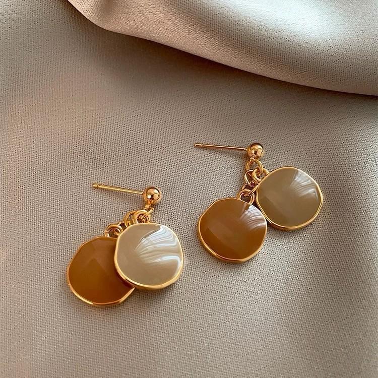 Maillard Rode & Blauwe Ronde Stud Oorbellen 2025 - Retro High-End Dames Hangende Oorbellen