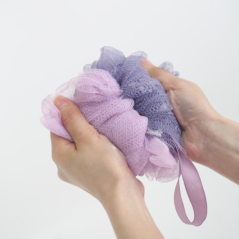Bath Flower Shower Loofah Reusable Body Scrubber Exfoliating Mesh Bath Accessories For Kids Adults Lanyard Included Soft PE