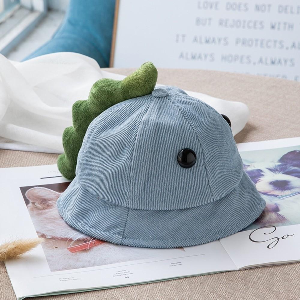 

3D Design Dino Baby Fisherman Hat Unisex Design Cute Style Korea Plaid Bucket Hat Warm Material Cartoon Royal Bucket Hat синій