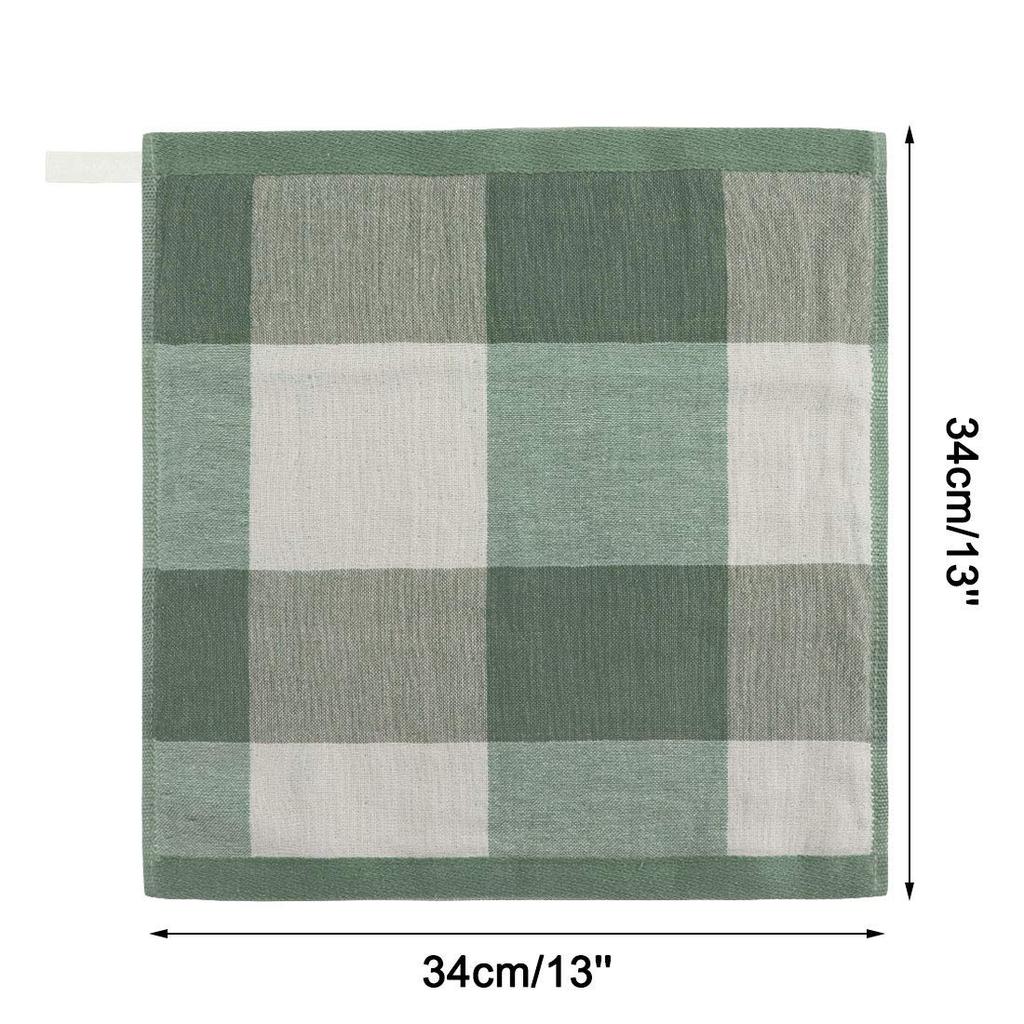 uxcell Kitchen Kitchen Checkered Set of Cotton Hanging Quick Cleaning Green Towels, Dishcloths, Cloths, Pattern, 100% Cotton, 6, 3434cm, Dishcloths,