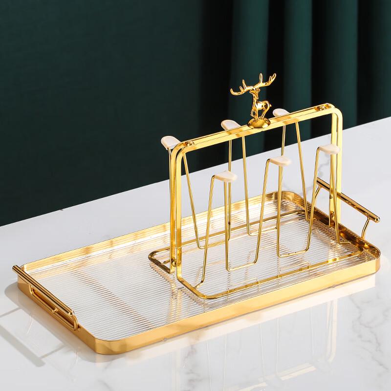 Deer Antler Hanging Cup Holder with Drain Tray