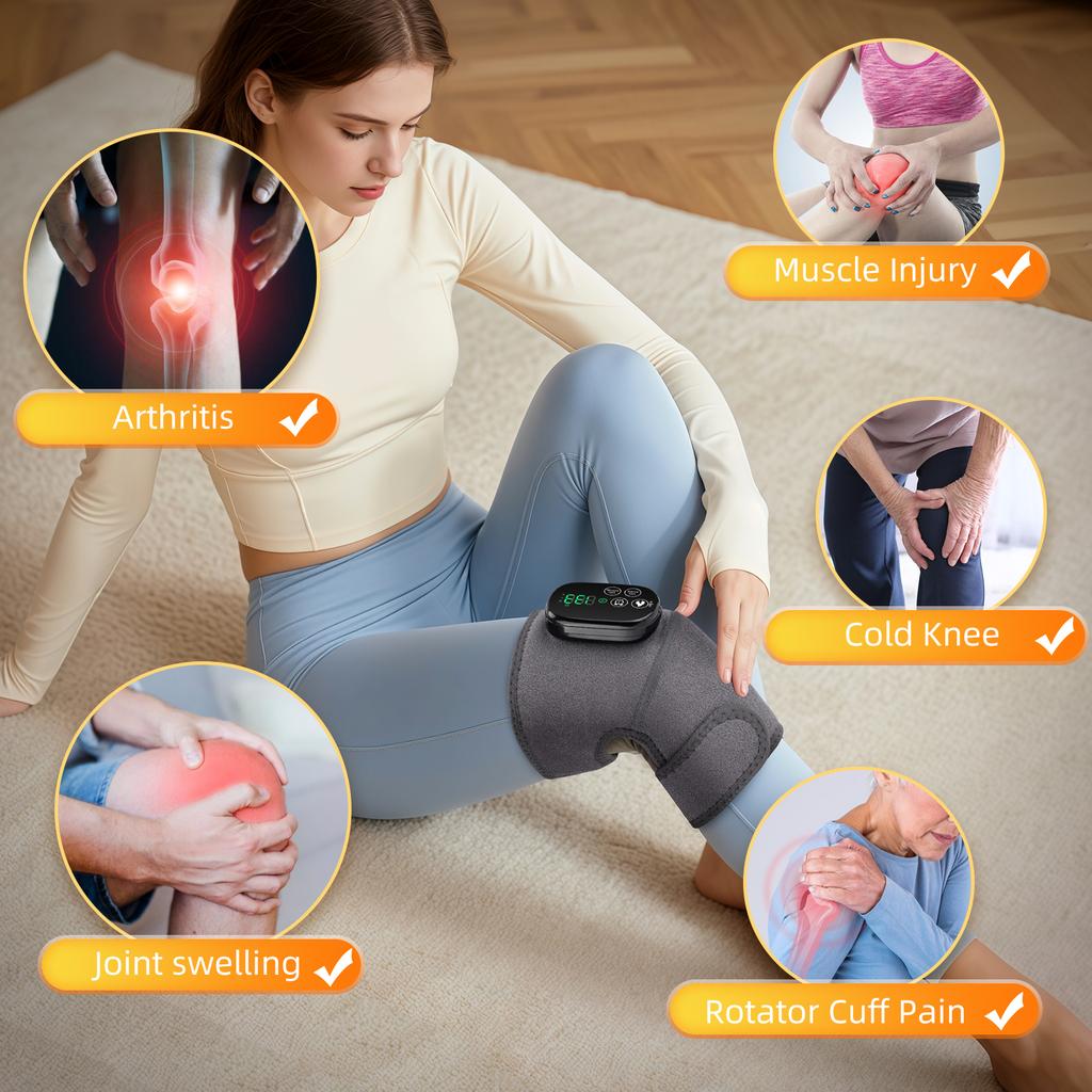 LED Knee Massage Heating Vibration Massage Electric Knee Pad Leg Joint  Heating Pad BraceMuscle Relax 3 In 1 660&850nm