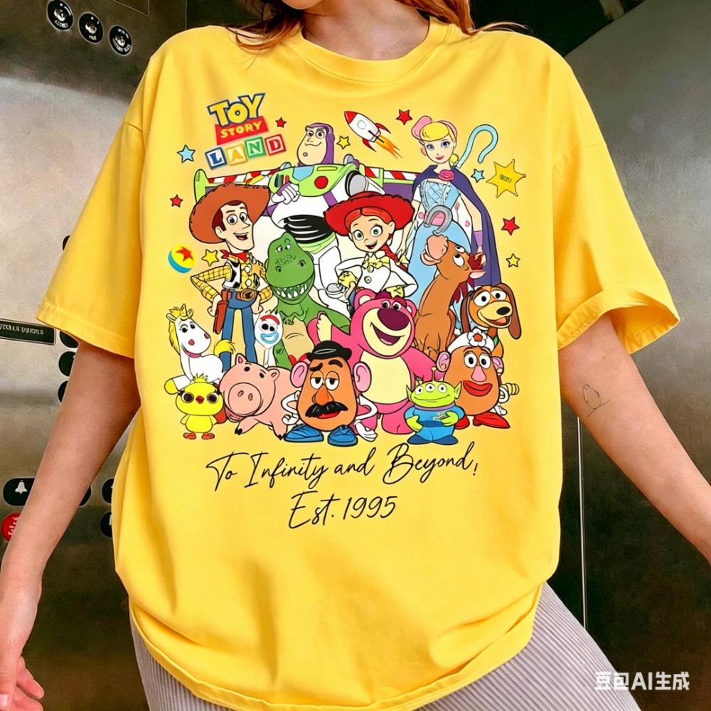 2026 New Toy Story Lobo Christmas Cotton Women's Casual Fashion Loose Short Sleeve