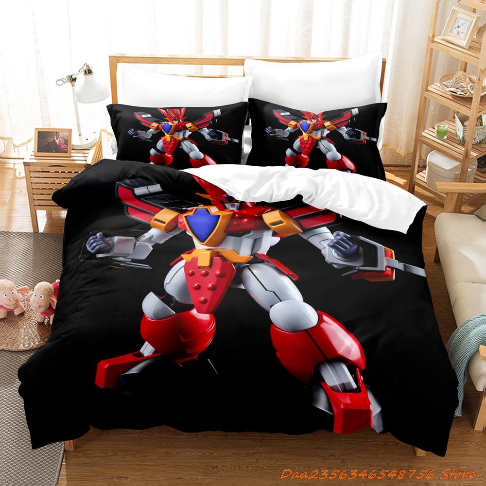 Cool Personelity Kpop Madou King Granzort Bedding Set Cartoon Anime Three-Piece Set Adult Kid Bedroom Three-Piece Suits 3D