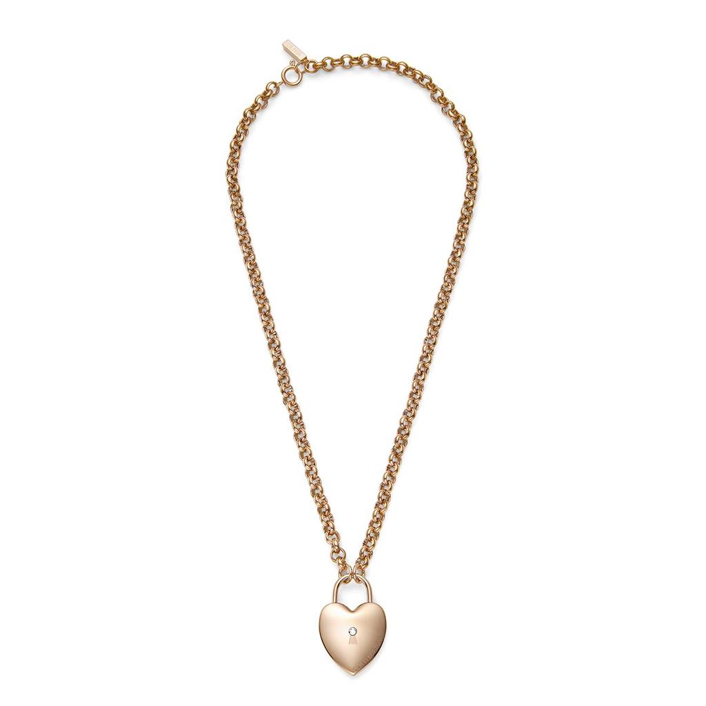 Olivia Burton Classic Lock Heart Rose Gold Pendant Necklace for Authorized Retailer (24100263) Women,