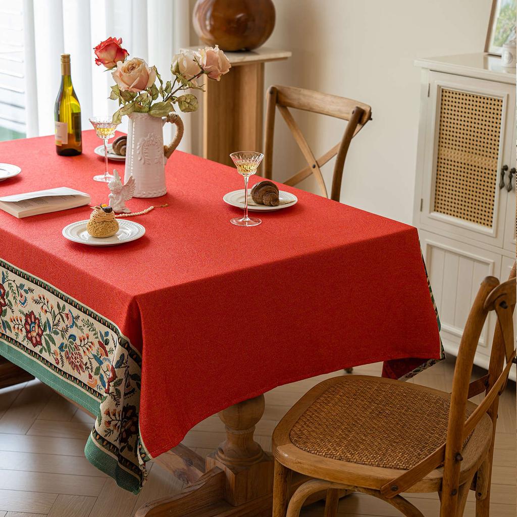 Thick Cotton Linen American Country Farmhouse Style Rectangular Tablecloth